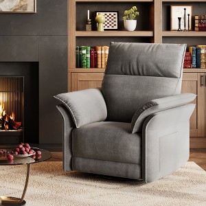 Swivel Rocker Chair，Recliner Chair for Adults, Upholstered Fabric Glider Recliner Nursery Chair with Double-Layer Armrests，for bedroom，Living Room - 1 of 4