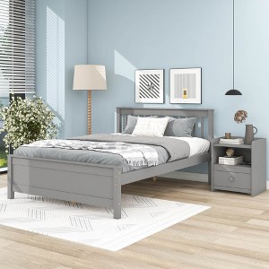 Full Size Platform Bed with Headboard and Footboard for Kids - 1 of 4