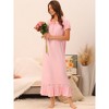 cheibear Women's Victorian Ruffle Short Sleeve Tie Neck Pajama Sleep Dress - 2 of 4
