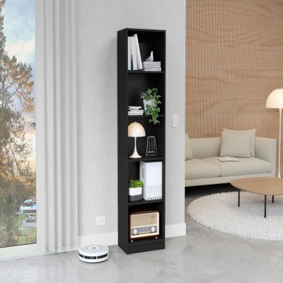 YONWAY 71.1"H Tall  WOODEN Bookcase, Compact Bookshelf with 5 Shelves, Standalone Piece for Tight Spaces, Hallways