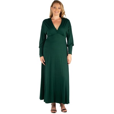 V-neck Long Sleeve Maxi Plus Size Dress : Target