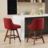 CAVINAS Set of 2 Swivel Bar Stools,26" Counter Height Chairs with Curved Back & Wood Legs,Kitchen Chairs for Dining Room,Cafe,Home Bar - 2 of 4