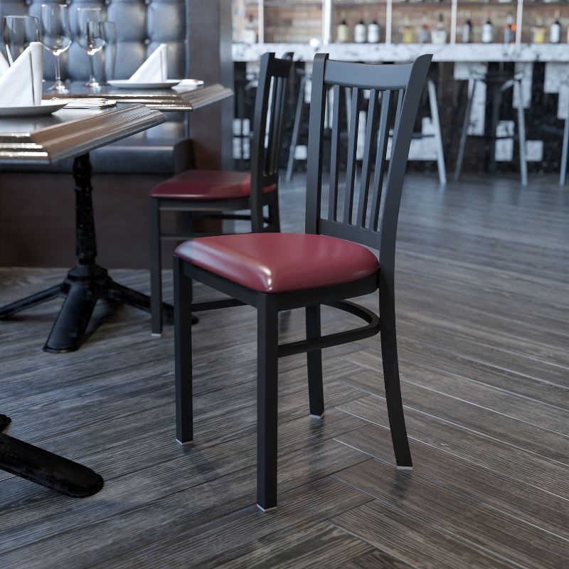 Flash Furniture Black Vertical Back Metal Restaurant Chair, 3 of 13