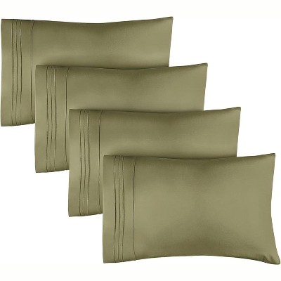 Ultra Soft Solid Pillowcases Set of 4 - Cozy & Breathable 4 Piece Pillow Covers - CGK Linens