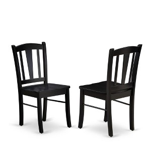 East West Furniture,East West Dublin Chair with Wood Seat in Black Finish - Set of 2 - 1 of 4