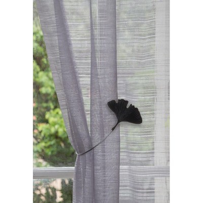 Set of 2 Black Metal Ginkgo Leaf Magnetic Curtain Tiebacks