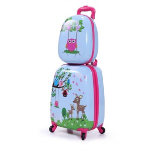 Kumasinova 2Pcs Kids Luggage Set,12"Backpack&16"Hardshell Carry-On Spinner Suitcase,ABS & PC Lightweight Luggage Set,Airline-Approved,Pink - 1 of 4