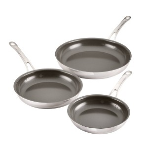 Anolon EverLast  (8.5", 10" and 12.25") Ceramic Nonstick Clad Induction Stainless Steel Frying Pan Set - 1 of 4