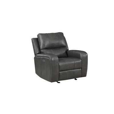 New Classic Furniture, Linton Leather Glider Recliner W/ Pwr Fr-Gray