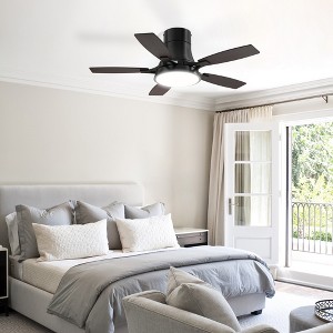 Siljoy 42 Inch Low Profile Black Ceiling Fan with Light and Remote Control Included - 1 of 4