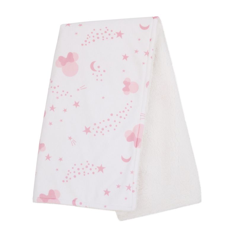 Disney Minnie Mouse Twinkle Twinkle Minnie Pink and White Super Soft Baby Blanket, 3 of 6