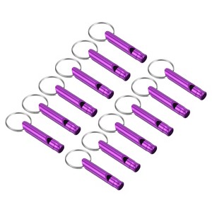 Unique Bargains Aluminum Alloy Camping Hunting Outdoor Survival Signal Whistles with Keychains 12 Pcs - 1 of 4