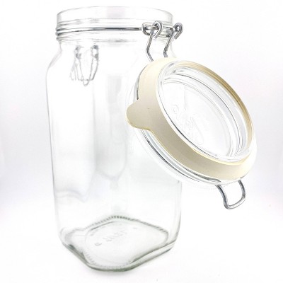 Elegant Clear Glass 50.75oz Square Storage Jar Set