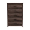 HDZNVF Retro American Country Style Wooden Dresser with 5 Drawer, Storage Cabinet for Bedroom, Dark Walnut - 4 of 4