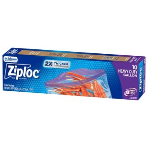 Ziploc Heavy Duty Gallon Food Storage Bags - 10ct - 1 of 4