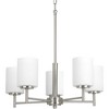 Progress Lighting Replay 5-Light Chandelier, Brushed Nickel, White Glass Shades - 3 of 4