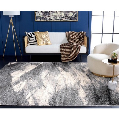 Grey and Ivory Abstract Shag 10' x 14' Area Rug