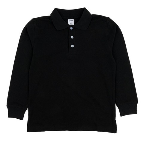 Leveret Long Sleeve Cotton Polo Shirt Black 2 Year Target