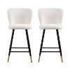 Homy Casa Modern Counter Stools Set of 2 with Curved Fabric Seat and Metal Legs for Kitchen, White - 4 of 4