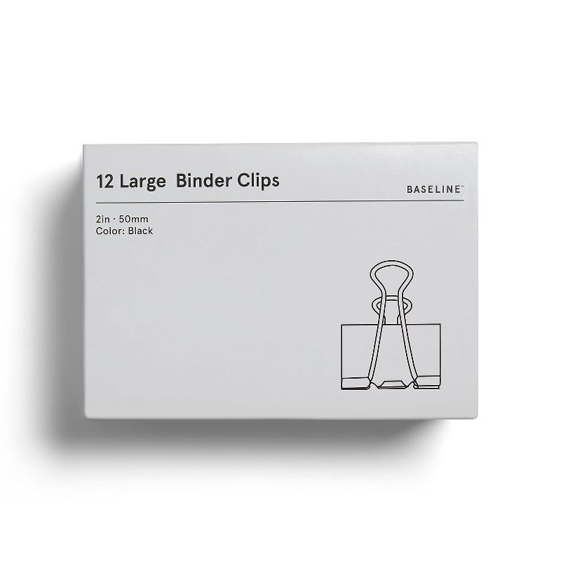 Staples Baseline Binder Clips Large Black 12/Box BL58122, 1 of 2
