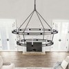 Large 20-Light Double Tier Wagon Wheel Chandelier Black Candle Fixture for Foyer or Dining Room - 3 of 4