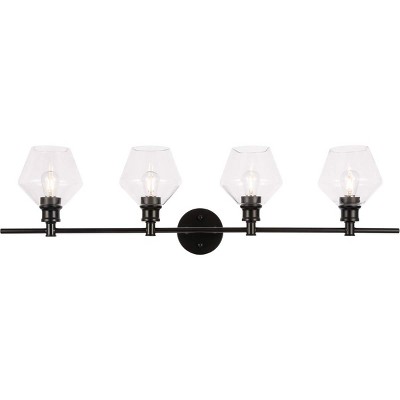 Elegant Lighting Gene 4 light Black and Clear glass Wall sconce