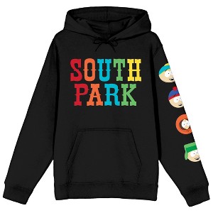 South Park Multicolored Title and Character Faces Unisex Black Graphic Hoodie - 1 of 3