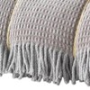 HomeRoots 55" X 70" Taupe And Gray Cotton Blend Woven Checkered Plush Throw Blanket with Fringe - 4 of 4