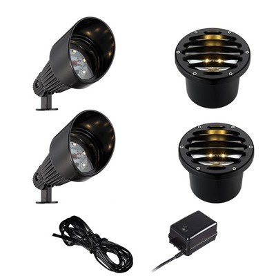 John Timberland Black LED Spot and Large In-Ground Complete Landscape Kit