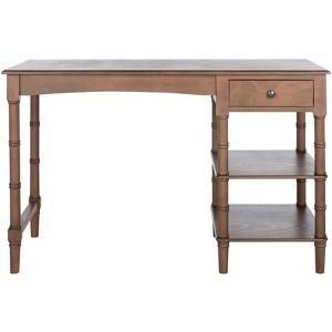 Henric 1 Drawer 2 Shelf Desk - Brown - Safavieh - 1 of 4