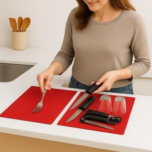 LunaLulinlk 2 Pack, Red Microfiber Dish Drying Mats -Quick-Drying, Washable, and Reusable Pads - Perfectly Sized 20"x15" - 1 of 4