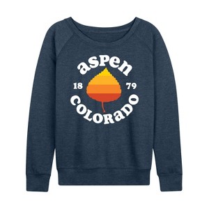 Women's - Instant Message - Aspen Colorado 1879 Lightweight French Terry Wide Neck Long Sleeve Graphic Shirt - 1 of 4