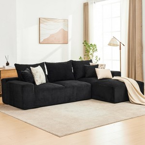 ODK 110" Modular Sectional Sofa, L-Shaped Cloud Couch with Chaise Lounge, Boneless Deep Seat Sofa for Living Room, Plush Corduroy Fabric - 1 of 4