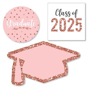 Big Dot of Happiness Rose Gold Grad - DIY Shaped 2025 Graduation Party Cut-Outs - 24 Count - 1 of 4