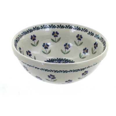 Blue Rose Polish Pottery Blue Daisy Cereal/Soup Bowl