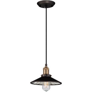 Franklin Iron Works Emile Oil Rubbed Bronze Brass Mini Pendant 8 3/4" Wide Industrial LED Fixture for Dining Room House Foyer Kitchen Island Entryway - 1 of 4