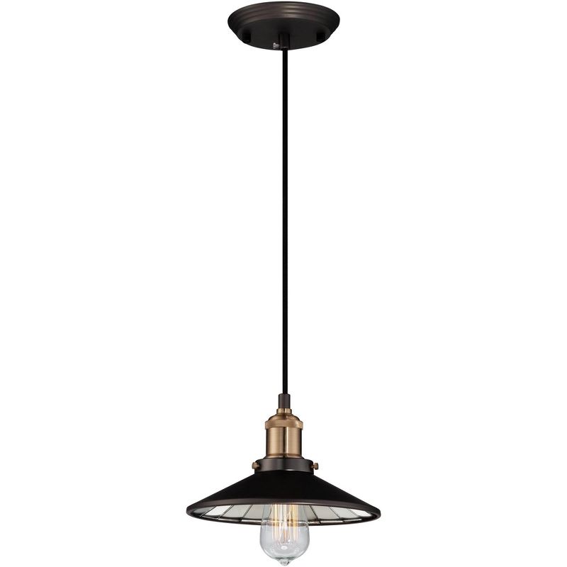Franklin Iron Works Emile Oil Rubbed Bronze Brass Mini Pendant 8 3/4" Wide Industrial LED Fixture for Dining Room House Foyer Kitchen Island Entryway, 1 of 10