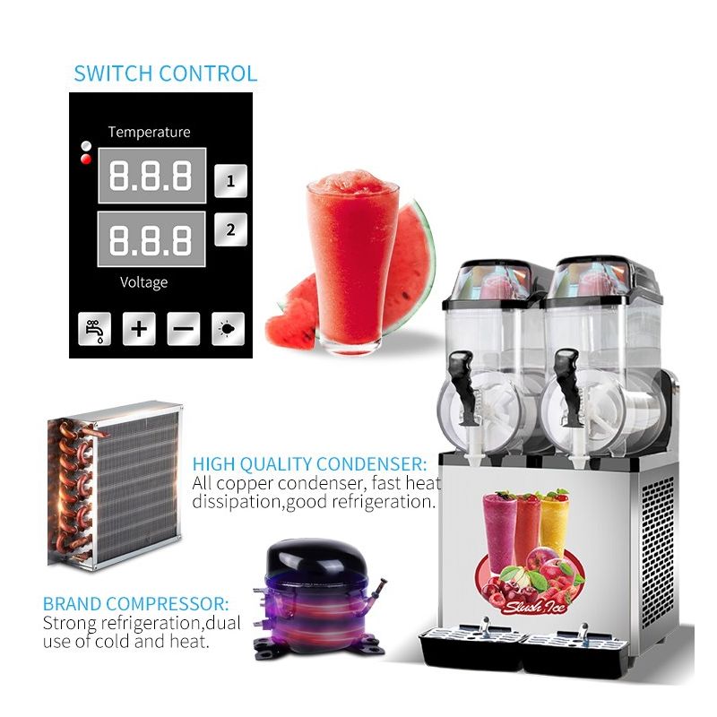110V Commercial Smoothie Machine 30L Dual Tank 950W Stainless Steel Margarita Frozen Drinks with Powerful Compressor, 3 of 5