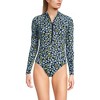 Lands' End Women's Chlorine Resistant Zip Front Long Sleeve Tugless Sporty One Piece Swimsuit - 4 of 4