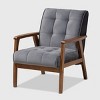 Asta Velvet Upholstered Wood Living Room Set Gray/Walnut - Baxton Studio - 2 of 4