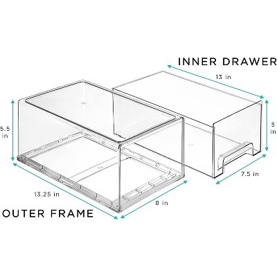 Sorbus 4 Pack Large Clear Stackable Pull Out Organizer Bins - Organization and Storage Containers for Kitchen, Pantry, Bathroom and More — фото 3