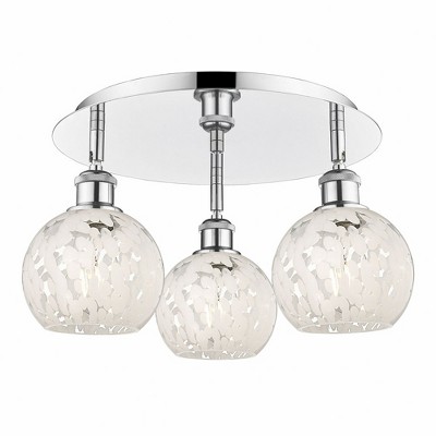 White Mouchette - 3 Light Flush Mount In Modern Style-9 Inches Tall and 17.75 Inches Wide