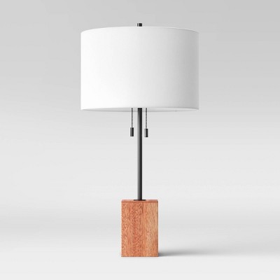 Wooden Table Lamp with Block Base (Includes LED Light Bulb) Brown - Project 62™