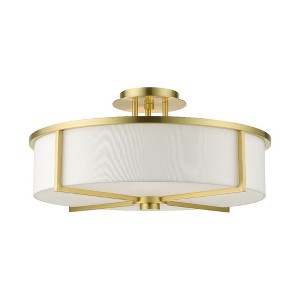 Livex Lighting Wesley 4 - Light Semi-Flush Mount in  Satin Brass - 1 of 2