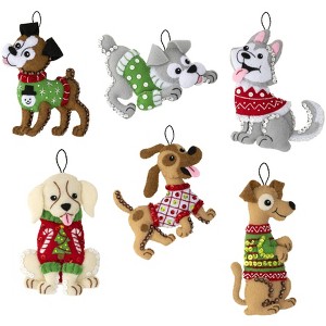 Bucilla Felt Ornaments Applique Kit Set Of 6-Dogs In Ugly Sweaters - 1 of 4