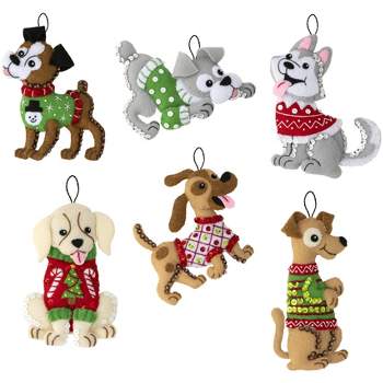 Bucilla Felt Ornaments Applique Kit Set Of 6-Dogs In Ugly Sweaters