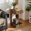 Hommoo C-Shaped 2-Tier Farmhouse End Table, Slide-Under Wood Side Table - 3 of 4