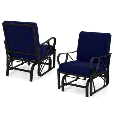Tangkula 2PCS Patio Glider Chair Single Outdoor Rocking Chair w/ Seat & Back Cushions