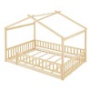 CAVINAS Twin/Full Size House Bed Frame with High Fence,Modern Floor Bed for Kids Room,Bedroom - 4 of 4
