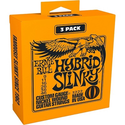 Ernie Ball 3222 Nickel Hybrid Slinky Electric Guitar Strings 3-Pack